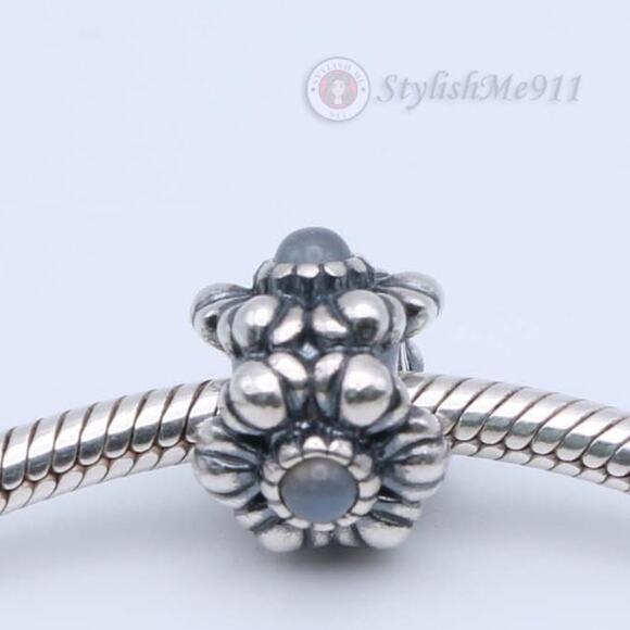 Authentic PANDORA June Birthday Bloom with Gray Moonstone Charm - 790580MSG - Picture 2 of 10